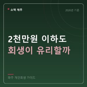 파주 개인회생 2천만원 이하도 회생이 유리할까