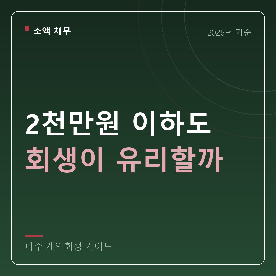 파주 개인회생 2천만원 이하도 회생이 유리할까