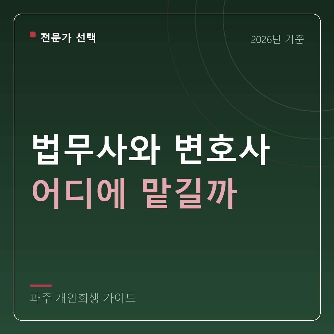 파주 개인회생 법무사와 변호사 어디에 맡길까