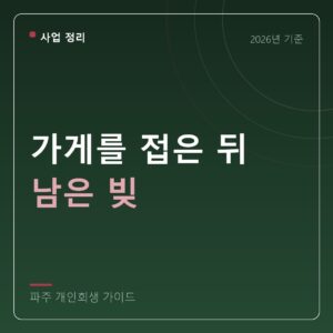 파주 개인회생 가게를 접은 뒤 남은 빚