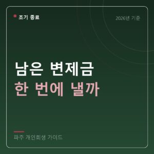 파주 개인회생 남은 변제금 한 번에 낼까